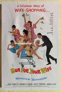 d524 RUN FOR YOUR WIFE one-sheet movie poster '66 Italian wife-shopping!