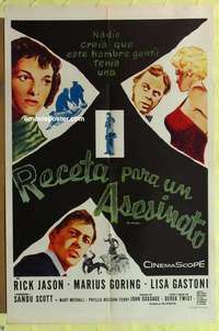 d520 Rx MURDER Spanish/U.S. one-sheet movie poster '58 Marius Goring, crazy doctor!