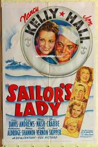 d516 SAILOR'S LADY one-sheet movie poster '40 Nancy Kelly, Jon Hall
