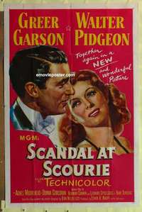 d507 SCANDAL AT SCOURIE one-sheet movie poster '53 Greer Garson, Pidgeon