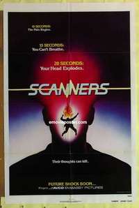 d506 SCANNERS teaser one-sheet movie poster '81 David Cronenberg