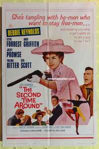 d497 SECOND TIME AROUND one-sheet movie poster '61 Debbie Reynolds w/gun!