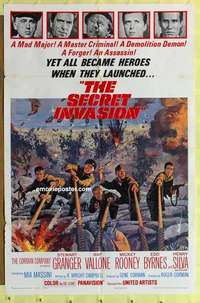 d492 SECRET INVASION one-sheet movie poster '64 Stewart Granger, Vallone
