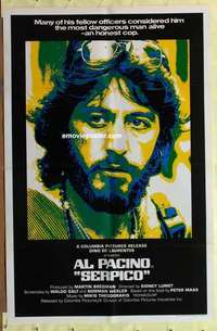 d483 SERPICO int'l one-sheet movie poster '74 Al Pacino crime classic!