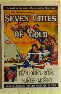 d481 SEVEN CITIES OF GOLD one-sheet movie poster '55 Richard Egan, Quinn