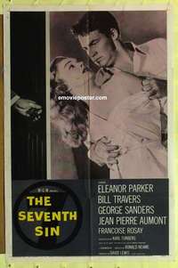 d477 SEVENTH SIN one-sheet movie poster '57 Eleanor Parker, Aumont