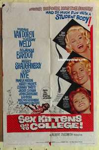 d475 SEX KITTENS GO TO COLLEGE one-sheet movie poster '60 Mamie Van Doren