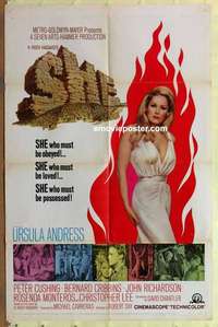 d463 SHE one-sheet movie poster '65 Hammer, Ursula Andress, Cushing