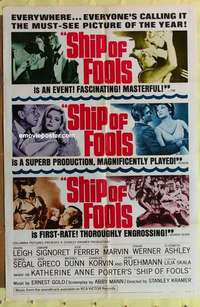 d458 SHIP OF FOOLS style B one-sheet movie poster '65 Vivien Leigh, Signoret