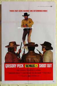 d456 SHOOT OUT one-sheet movie poster '71 gunfighting Gregory Peck!