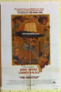 d455 SHOOTIST one-sheet movie poster '76 John Wayne, best Amsel artwork!