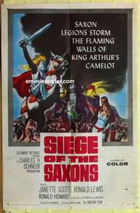 d451 SIEGE OF THE SAXONS one-sheet movie poster '63 King Arthur's Camelot!