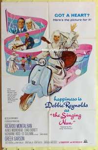 d440 SINGING NUN one-sheet movie poster '66 Debbie Reynolds riding Vespa!