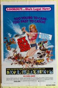 d437 SIX PACK ANNIE one-sheet movie poster '75 AIP, sexy girl & beer!