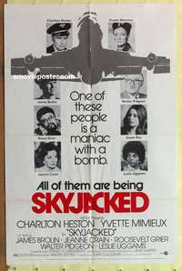 d433 SKYJACKED style B one-sheet movie poster '72 manic with a bomb!
