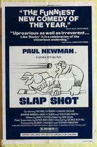 d431 SLAP SHOT style B one-sheet movie poster '77 Paul Newman, hockey!