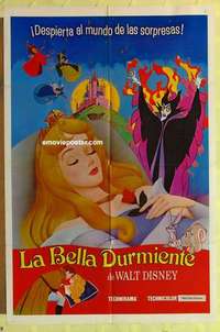 d423 SLEEPING BEAUTY Spanish/U.S. one-sheet movie poster R70 Disney classic!
