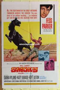 d417 SMOKY one-sheet movie poster '66 Fess Parker, outlaw mustang!