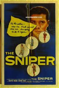 d415 SNIPER one-sheet movie poster '52 Adolphe Menjou, Marie Windsor