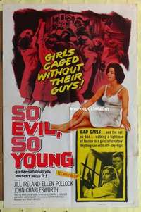 d412 SO EVIL SO YOUNG one-sheet movie poster '61 caged girls without guys!