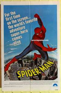 d381 SPIDERMAN one-sheet movie poster '77 Marvel Comic, cool image!