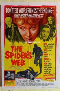 d380 SPIDER'S WEB one-sheet movie poster '61 Glynis Johns, Agatha Christie