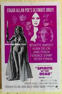 d378 SPIRITS OF THE DEAD one-sheet movie poster '69 Fellini, sexy Bardot!