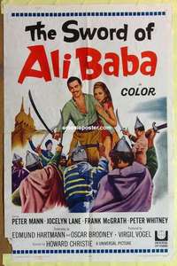 d292 SWORD OF ALI BABA one-sheet movie poster '65 Peter Mann, fantasy!