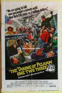 d283 TAKING OF PELHAM ONE TWO THREE one-sheet movie poster '74 Matthau, Shaw
