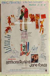 d279 TALL STORY one-sheet movie poster '60 Perkins, Fonda, basketball!