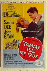 d274 TAMMY TELL ME TRUE one-sheet movie poster '61 Sandra Dee, Gavin