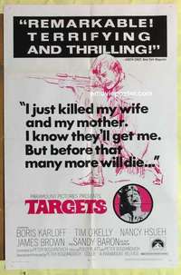 d272 TARGETS one-sheet movie poster '68 Boris Karloff, Peter Bogdanovich