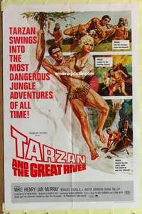 d270 TARZAN & THE GREAT RIVER one-sheet movie poster '67 Mike Henry