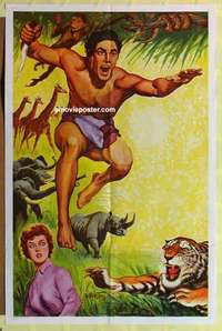 d269 TARZAN one-sheet movie poster '60s cool jungle image!