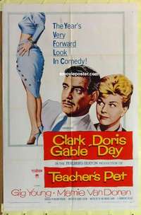 d266 TEACHER'S PET one-sheet movie poster '58 Doris Day, Clark Gable