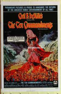 d257 TEN COMMANDMENTS one-sheet movie poster R72 Heston, DeMille