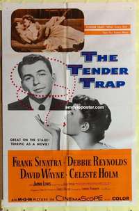 d253 TENDER TRAP one-sheet movie poster '55 Frank Sinatra, Debbie Reynolds