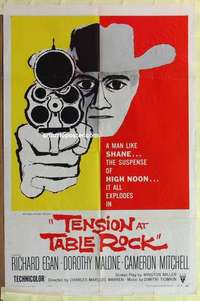 d251 TENSION AT TABLE ROCK one-sheet movie poster '56 pointing gun art!