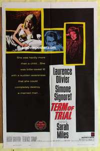d248 TERM OF TRIAL one-sheet movie poster '62 Laurence Olivier, Signoret