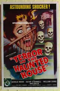 d246 TERROR IN THE HAUNTED HOUSE one-sheet movie poster '58 psycho horror!