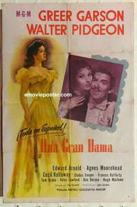 d911 MRS PARKINGTON Spanish/U.S. one-sheet movie poster '44 Greer Garson, Pidgeon