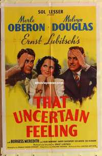 d241 THAT UNCERTAIN FEELING one-sheet movie poster '41 Ernst Lubitsch