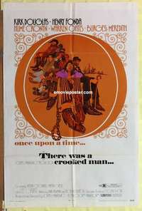 d238 THERE WAS A CROOKED MAN one-sheet movie poster '70 Douglas, Fonda