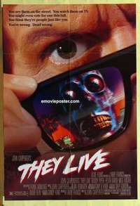 d232 THEY LIVE DS one-sheet movie poster '88 Roddy Piper, John Carpenter