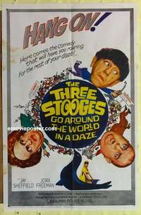 d214 THREE STOOGES GO AROUND THE WORLD IN A DAZE one-sheet movie poster '63