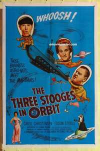 d213 THREE STOOGES IN ORBIT one-sheet movie poster '62 Moe Larry Curly-Joe