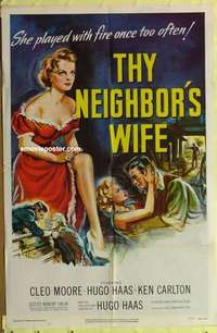 d208 THY NEIGHBOR'S WIFE one-sheet movie poster '53 sexy bad Cleo Moore!