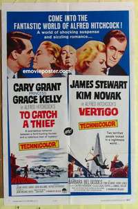 d205 TO CATCH A THIEF/VERTIGO one-sheet movie poster '63 Alfred Hitchcock
