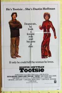 d195 TOOTSIE duo style int'l 1sh '82 full-length Dustin Hoffman as himself and in drag!