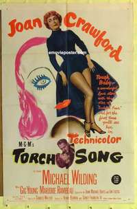 d191 TORCH SONG one-sheet movie poster '53 Joan Crawford, unusual art!